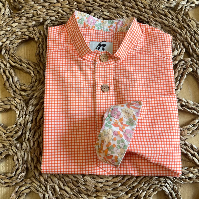 la-martinica-camisa-niño-lirio camisa niño vichy corla naranja lirio la martinica, camisa niño moda infantil verano 2025