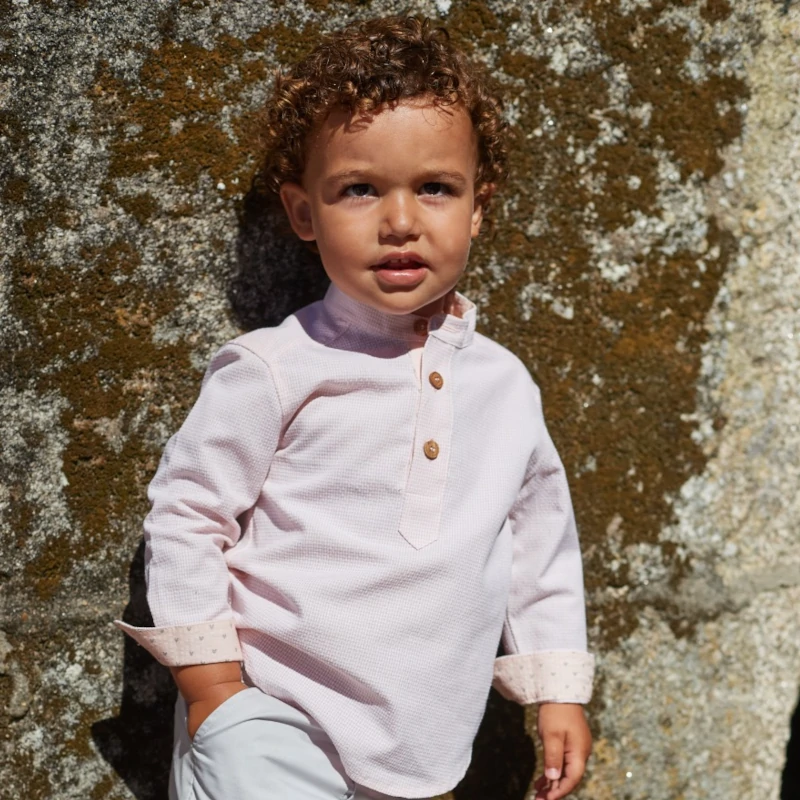 la-martinica-camisa-vichy-rosa-babalu camisa niño babalu rosa vichy puños corazones ,la martinica verano 2025 moda infantil niño