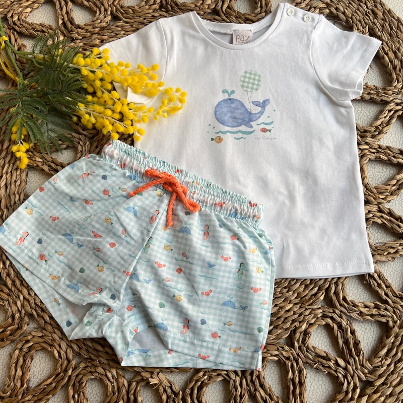PAZ-CONJTO-NIÑO-BAÑO-MAR-TELA CONJJUNTO NIÑO BAÑO BOXER ALGODÓN FONDO DEL MAR PAZ RODRIGUEZ VERANO 2025