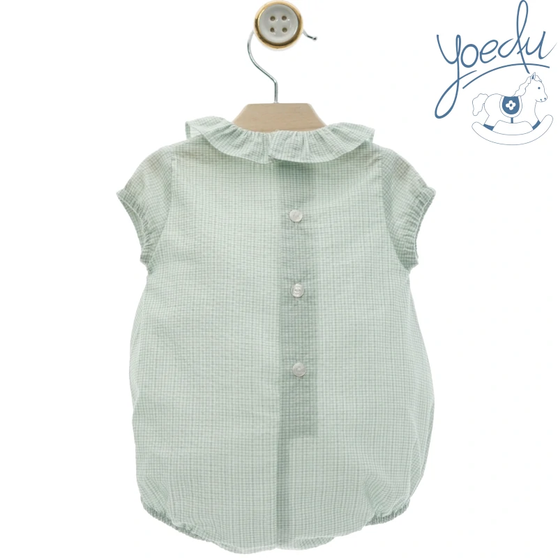 yoedu-pelele-vichy-verde-mint ranita pelele mini vichy verde mint magia, yoedu verano 2025