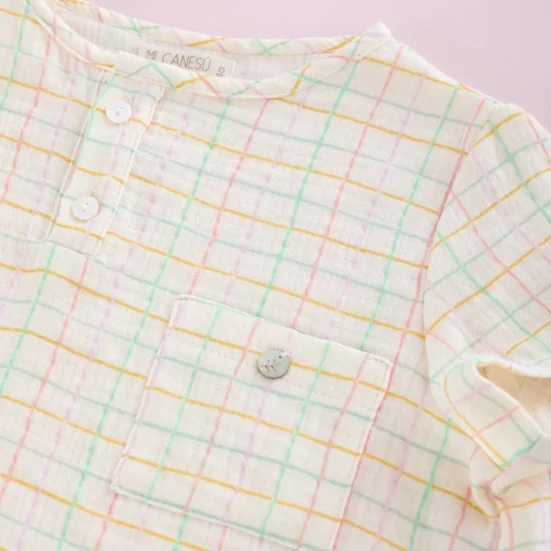 camisa niño cuadrito colorin, mi canesu verano 2025