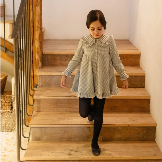 vestido minivichy azul denim, mi canesu invierno 2025