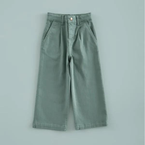 pantalon cropped pinzas verde te, mi canesu, invierno 2025, moda infantil española
