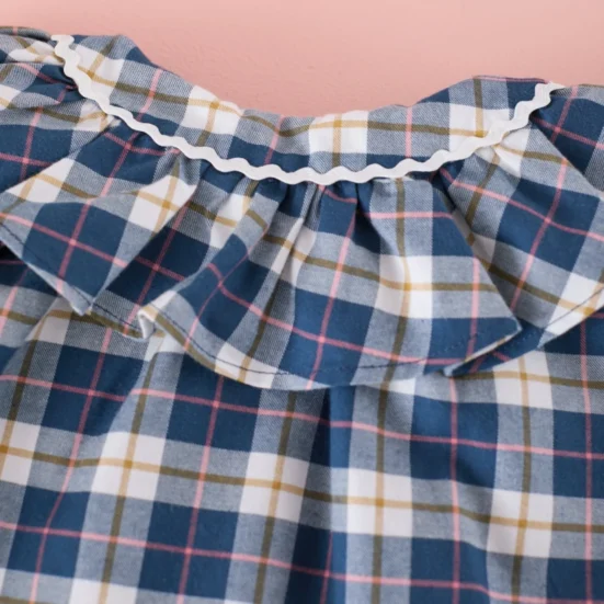 camisa niña tartan azul tinta, mi canesu invierno 2025, moda infantil española