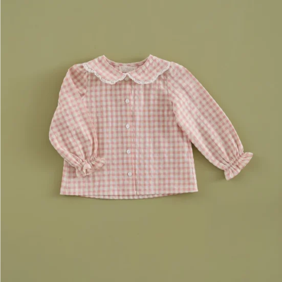 camisa petalos vichy colorete, mi canesu, invierno 2025, moda infantil española