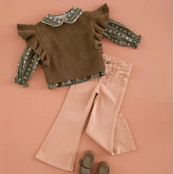 camisa petalos raya flor musgo, mi canesu, invierno 2025