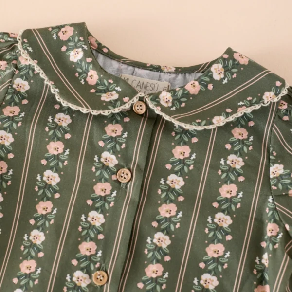 camisa petalos raya flor musgo, mi canesu, invierno 2025