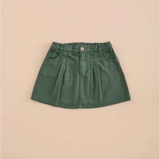 minifalda tablas tinte musgo, mi canesu, invierno 2025, moda infantil española