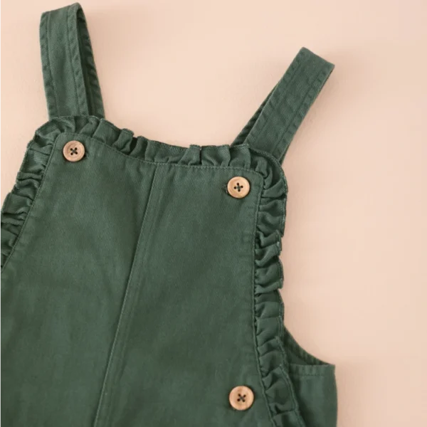 peto largo volantito tinte musgo , mi canesu, invierno 2025, moda infantil española
