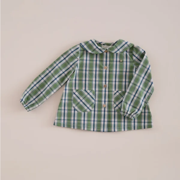 blusa cuelllo bobo tartan verde , mi canesu, invierno 2025