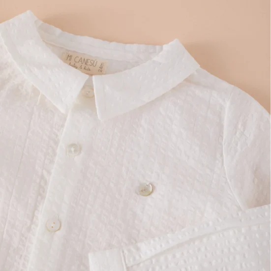 CAMISA NIÑO BLANCO ROTO,MI CANESU, INVIERNO 2025