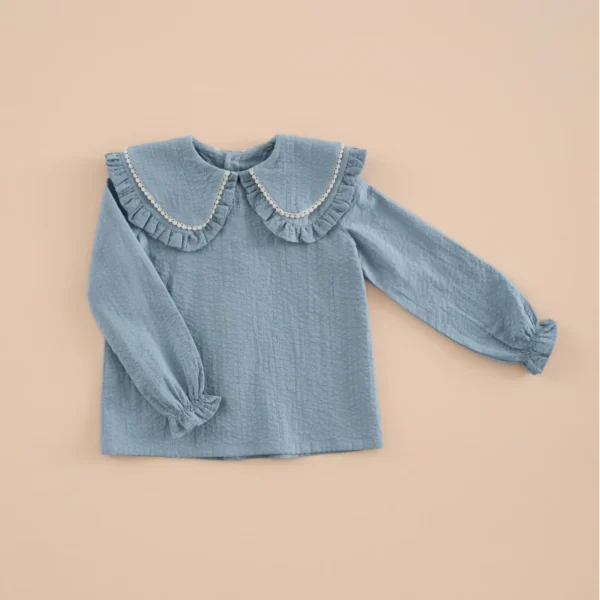 camisa niña doble cuello acero, mi canesu, invierno 2025