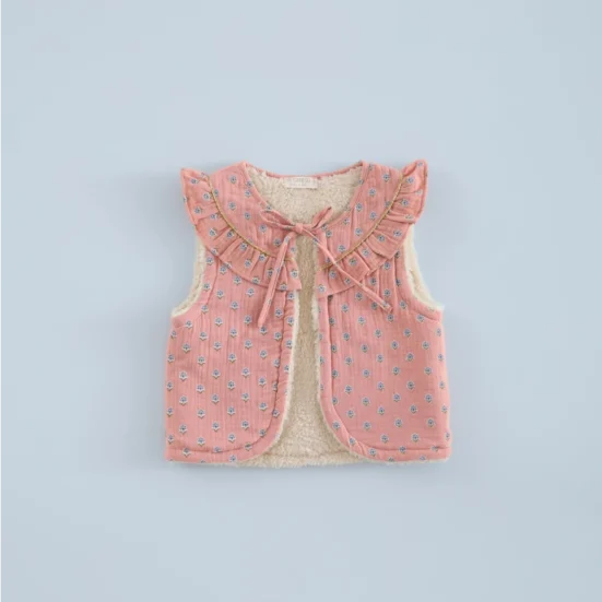 chaleco gasa florecita geométrica, mi canesu, invierno 2025,moda infantil española