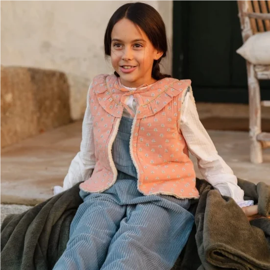 chaleco gasa florecita geométrica, mi canesu, invierno 2025,moda infantil española