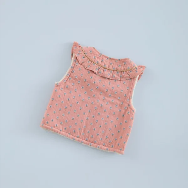 chaleco gasa florecita geométrica, mi canesu, invierno 2025,moda infantil española