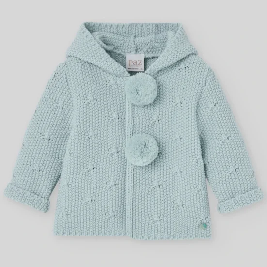 ABRIGO CAPUCHA VERDE MINT SEMILA, POMPONES, PAZ RODRIGUEZ, INVIERNO 2025