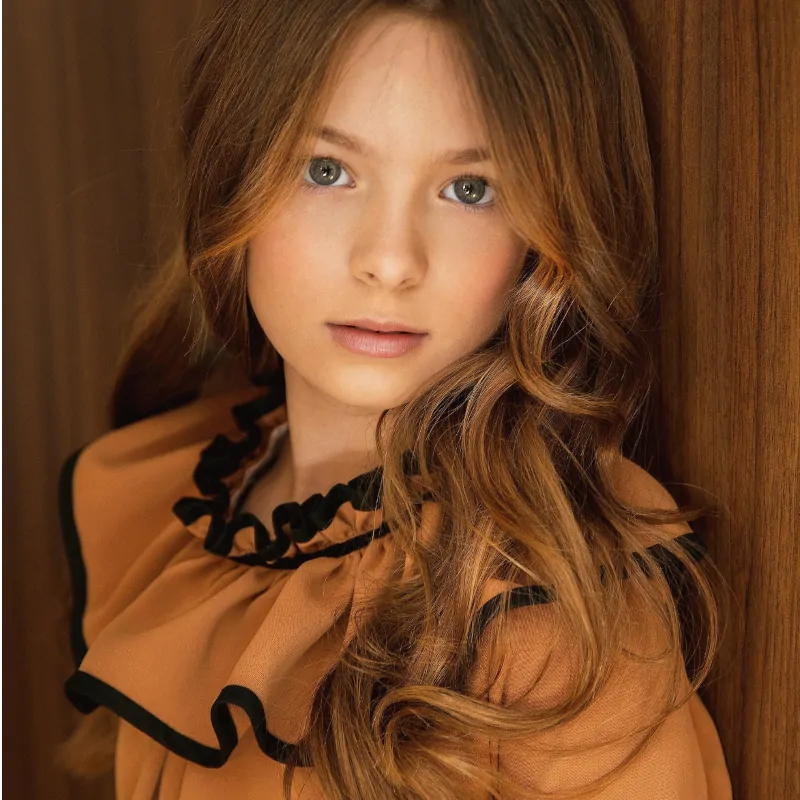 EVE-CHILDREN-6654VE-VESTIDO-MOSTAZA-RIBETE-NEGRO vestido mostaza caldera con negro , eve children invierno 2025 moda infantil española