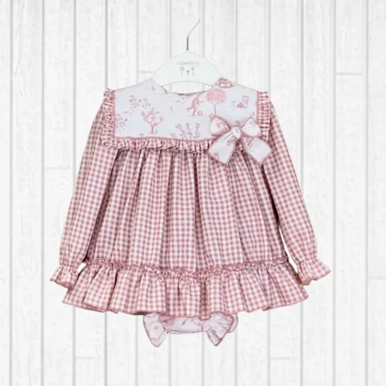 jesusito penelope tejido vichy cuello babero rectangular, valentina bebes invierno 2025, moda infantil española
