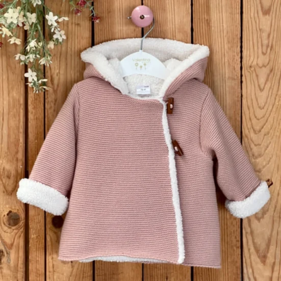 ABRIGO CHAQUETON PUNTO ROSA EMPOLVADO FORRADO BORREGO, VALENTINA BEBES INVIERNO 2025