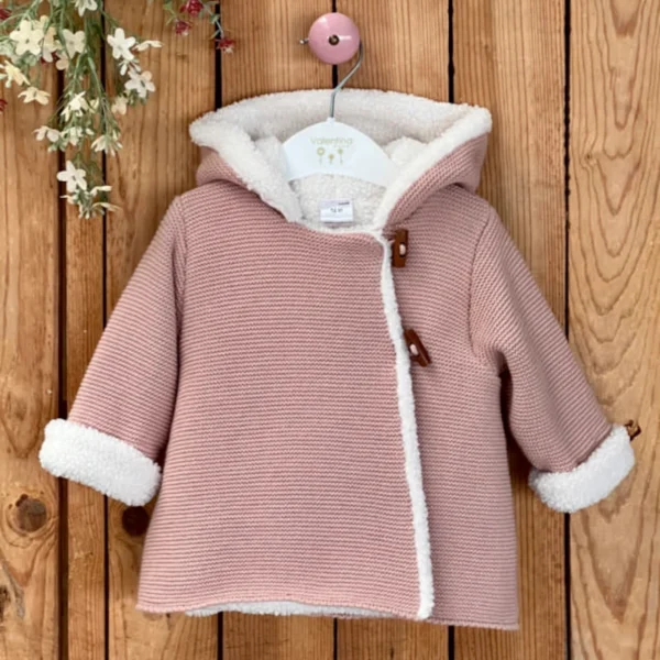 ABRIGO CHAQUETON PUNTO ROSA EMPOLVADO FORRADO BORREGO, VALENTINA BEBES INVIERNO 2025