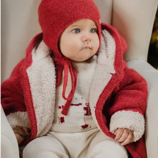 abrigo chaqueton acebo rojo, paz rodriguez,invierno 225, moda infantil española ,tienda moda infantil valencia