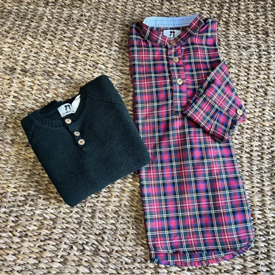 camisa niño cuadro escoces verde y rojo hilton , la martinica invierno 2025, moda infantil española