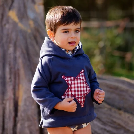 sudadera unisex marino estrella roja, jose varon, invierno 2025, moda infantl española