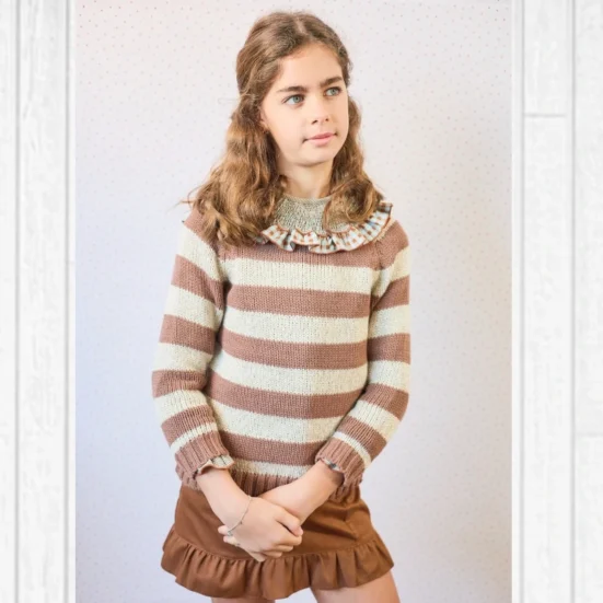 conjuntos bichitos falda mokka blusa mini vichy cuello engomado, la martinica, invierno 2025 moda infantil española