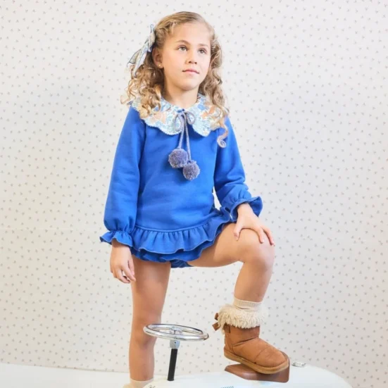 conjunto niña sudadera jogging azul , children chocolate, la martinica, invierno 2025, moda infantil española