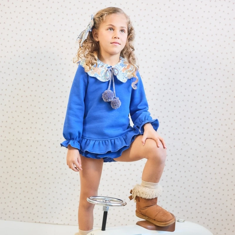 la-martinica-sudadera-azulon-braga-felpa-children-chocolate conjunto niña sudadera jogging azul , children chocolate, la martinica, invierno 2025, moda infantil española