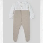 pelele enterizo punto camel topo tejido pony,paz rodriguez, moda infantil bebe española, invierno 2025