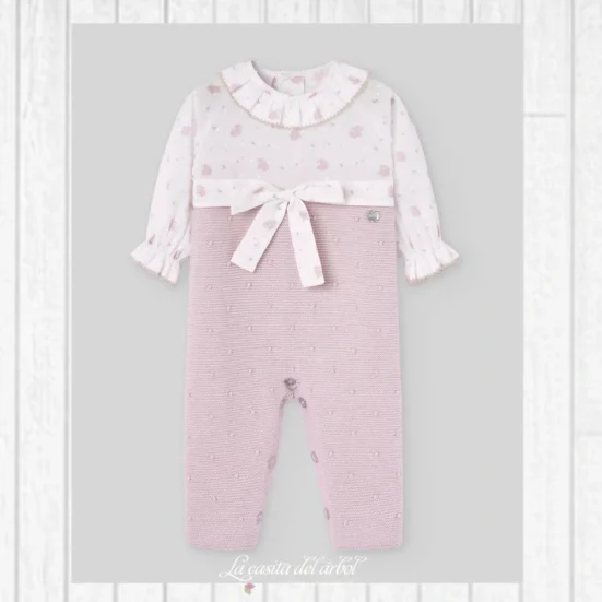 pelele tejido punto malva erizos, paz rodriguez, invierno 2025