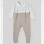 pelele enterizo punto camel topo tejido pony,paz rodriguez, moda infantil bebe española, invierno 2025
