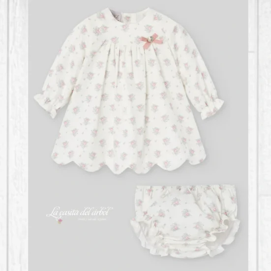 vestido con braga flores ondas, paz rodriguez, moda infantil española, tienda moda infantil valencia