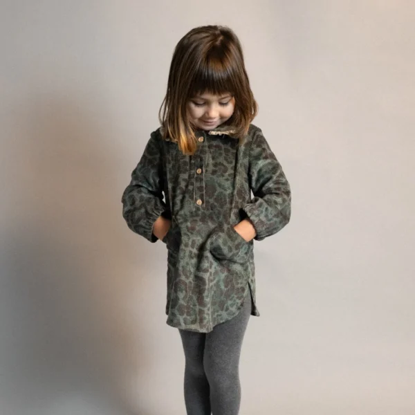VESTIDO CAMUFLAJE MIA LIA, INVIERNO 2025 MODA INFANTIL ESPAÑOLA