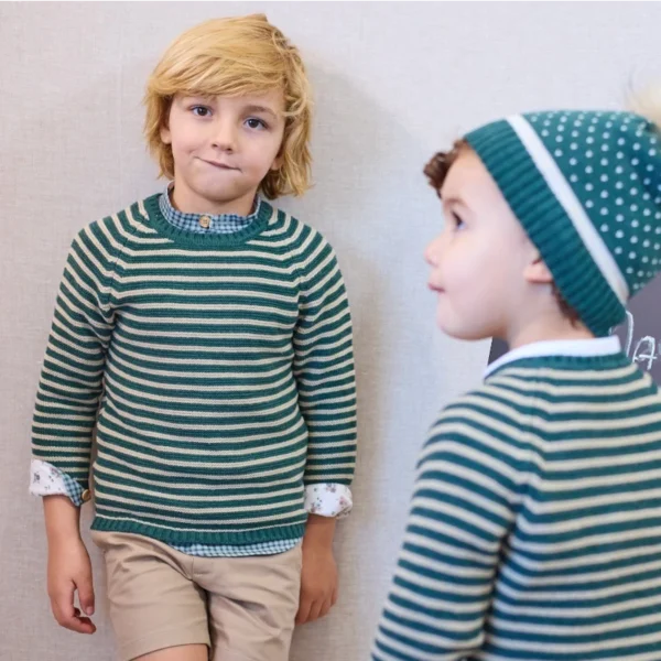 jersey niño rayas verdes y camel , petit flowers, la martinica invierno 2'25