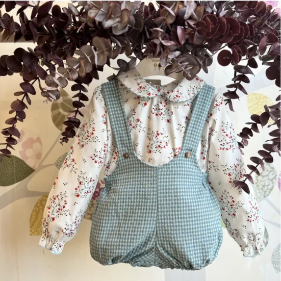 conjunto niño bombacho vichy camisa estampada, rama, manuela montero invierno 2025, moda infantil española