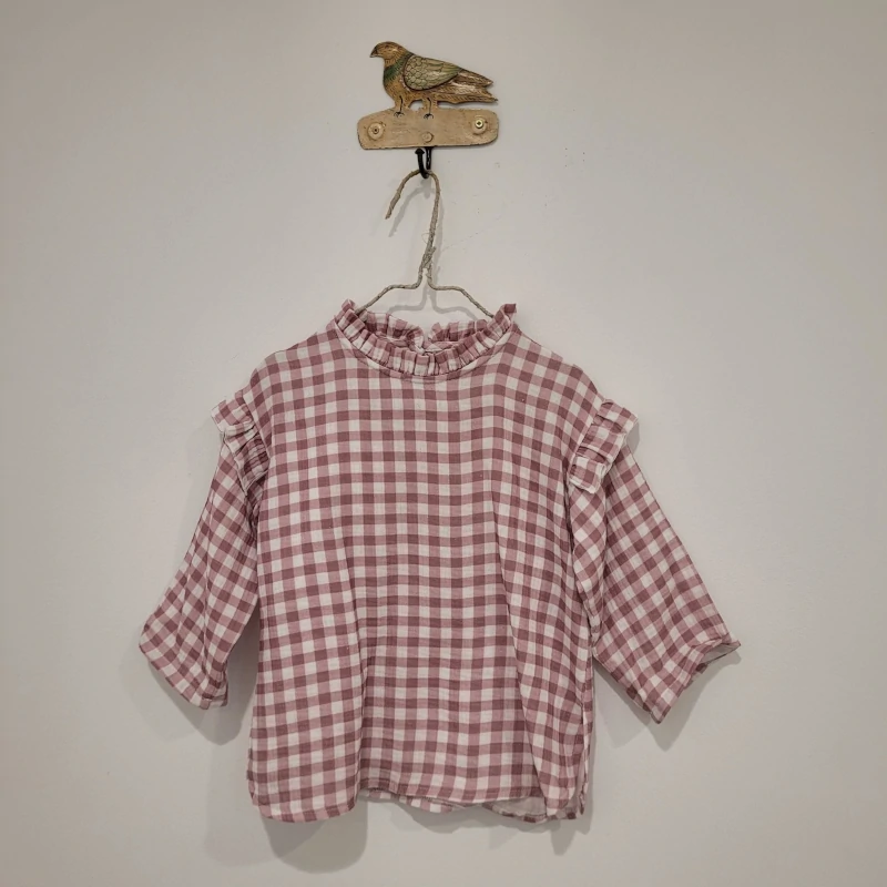 mia-lia-905325-blusa-bambula-vichy blusa bambula cuadros mia y lia invierno 2025, moda infantil española, tienda moda infantil valencia puzol