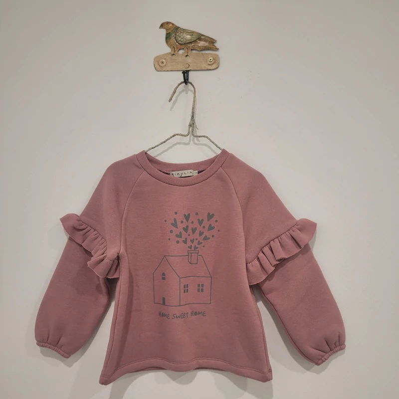 mia-lia-911425-sudadera-casita sudadera rosa casita , mia y lia, invierno 2025, moda casual firma moda española