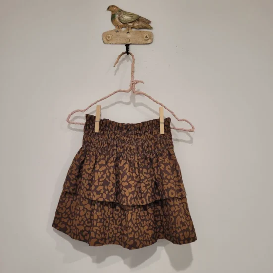 falda engomada animal print mia lia, invierno 2025 moda infantil española