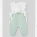 conjunto bebe minino pelele verde desmontable y body crudo, paz rodriguez invierno 2025, moda infantil española