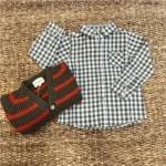 camisa niño vichy verde, be more kids, invierno 2025, moda infantil española
