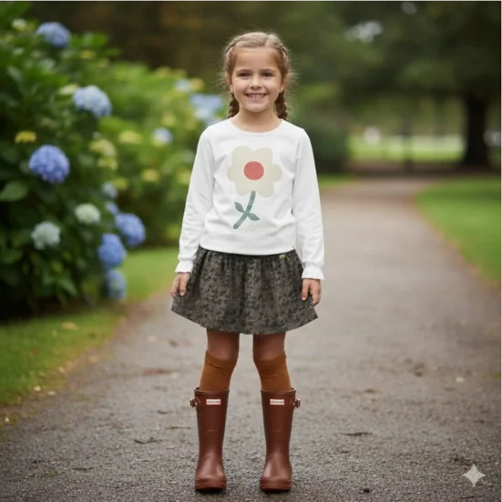 falda camuflaje pana be more invierno 2025, modainfantil española, moda niña casual