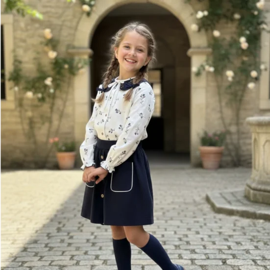 conjunto niña burgundy falda y blusa, manuela montero , outlet niña invierno