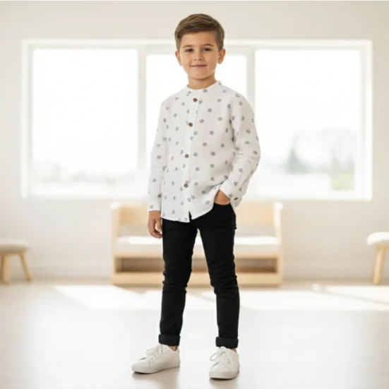 camisa niño bambula estrellas neegras, marena,outlet